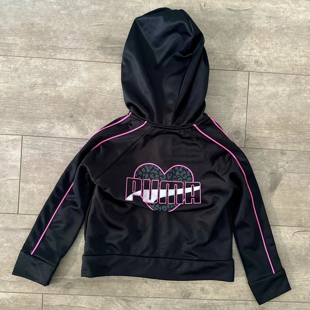 Puma 3T Toddler Girl Black Pink Silky Track Hooded Zip Jacket
Euc - Picture 2 of 8